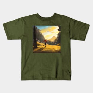 Disc Golf in a Mountain Valley Kids T-Shirt